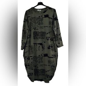 Cherishh Olive Green Dress with Black Print